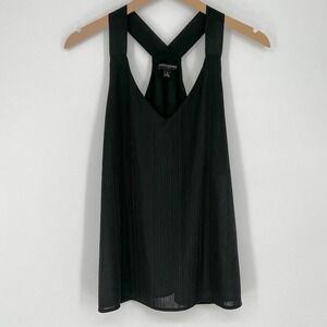 Banana Republic Womens Textured Sleeveless Top Size M Black Crisscross Back